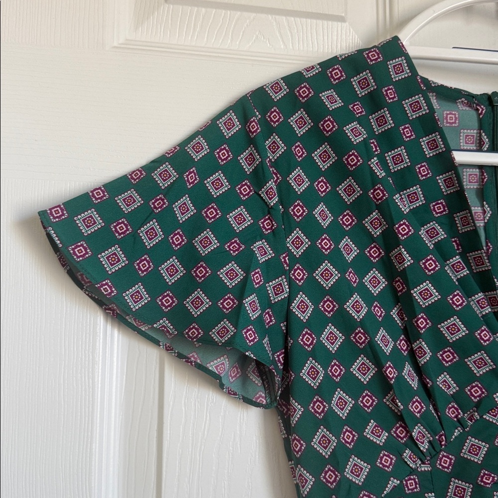 Sandro Paris Adano Square Print Crepe Midi Dress Size 2 - Picture 10 of 15